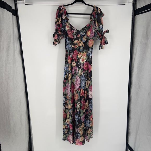 Selkie Dresses & Skirts - Selkie The Puck Poet 100% Silk Floral Sweetheart Puff Sleeve Maxi Dress Gown 1X